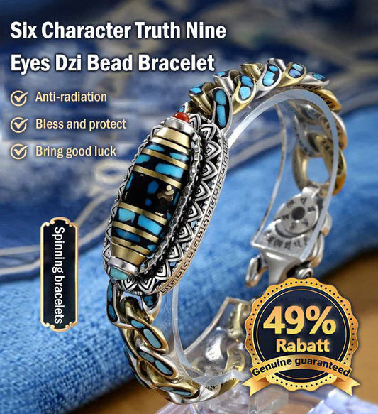 ⏰️Begränsad udsalg -🔥49% rabat!Turkis Six-Sign Mantra Nine Eyed Dzi Bead Bracelet