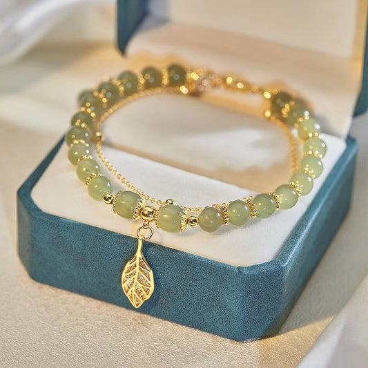 Wotian Jade Lucky armbånd af bladguld