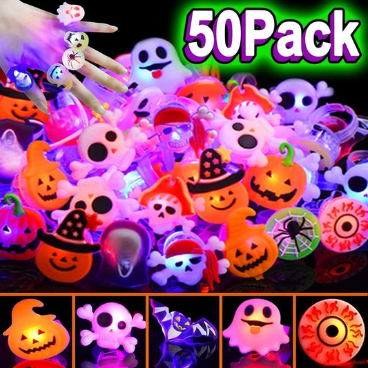LED Halloween Lysende Ring – Sæt med 50 stk.
