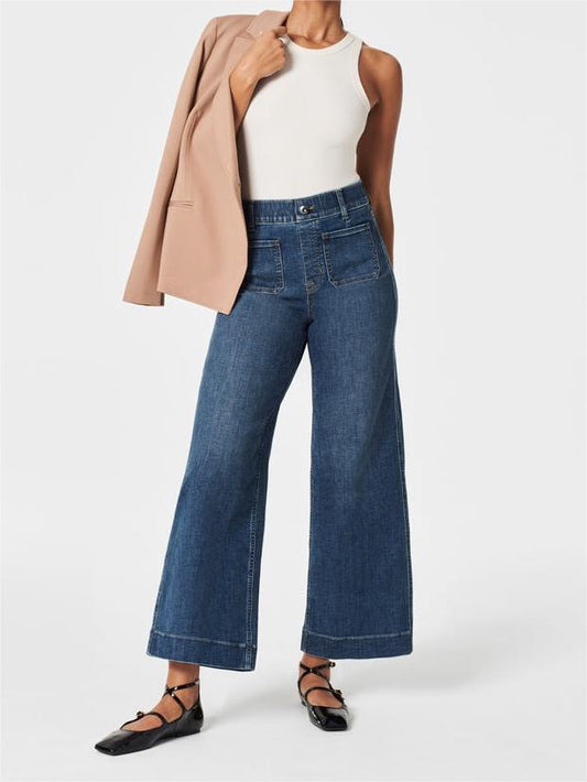 🍂Efterårskampagne 49 %💕Cropped jeans med vid ben og mavekontrol