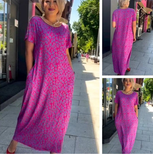 2025 Moderigtig plus-size kjole med print