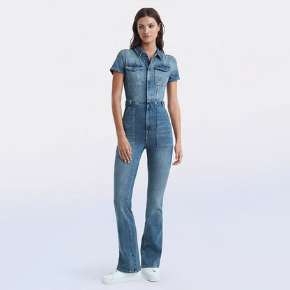 💥-Skinny Bootcut Denim Jumpsuit