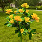Solcellelampe med simuleret azalea-blomst i jorden
