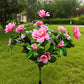Solcellelampe med simuleret azalea-blomst i jorden