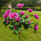 Solcellelampe med simuleret azalea-blomst i jorden