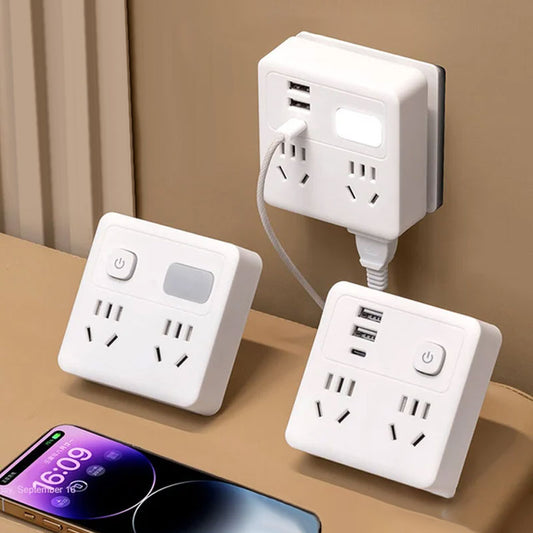 2-pak Multi-Function Socket Converter med natlys