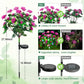 Solcellelampe med simuleret azalea-blomst i jorden