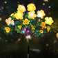 Solcellelampe med simuleret azalea-blomst i jorden