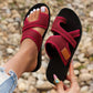 Åndbare slide-sandaler i mesh til kvinder