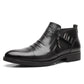👞Gratis forsendelse👞Ankelstøvler i læder til mænd med dobbelt lynlås i siden og spids tå