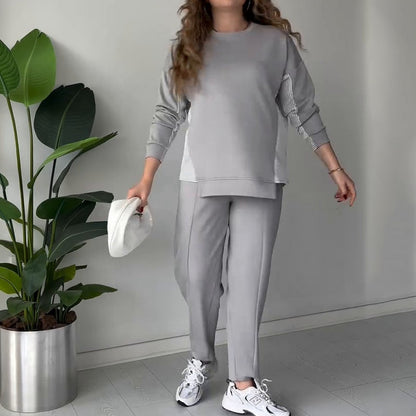 🎉Julekampagner - 48% rabat🎄Kvinders Color-Block 2-delt loungesæt