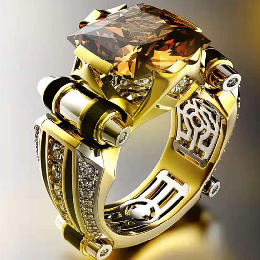 🎁Varmt salg🔥Kraftig vintage zirkonia-ring med bredt bånd