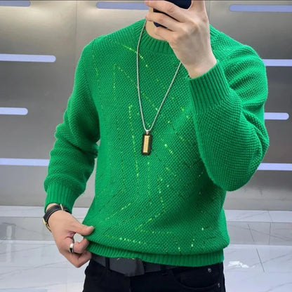 🔥2025 HOT SALE🔥Varm paillet-sweater med rund hals til mænd