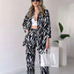 🌸Forårstilbud 🌸 Chic skjorte- og buksesæt med zebraprint til kvinder