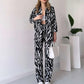 🌸Forårstilbud 🌸 Chic skjorte- og buksesæt med zebraprint til kvinder