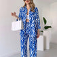 🌸Forårstilbud 🌸 Chic skjorte- og buksesæt med zebraprint til kvinder