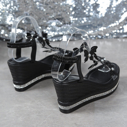 🌸Forårstilbud🌸Glitter sommerfuglebesatte sandaler med åben tå