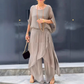 Loose Top & Slit Wide-Leg Pants Chiffon 2-delt sæt