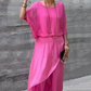 Loose Top & Slit Wide-Leg Pants Chiffon 2-delt sæt