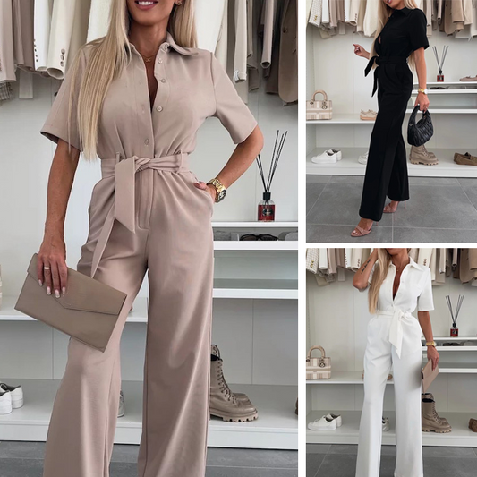 🌸Sommerudsalg 49% rabat🌸Kvinders jumpsuit med knapper og bindebånd i taljen