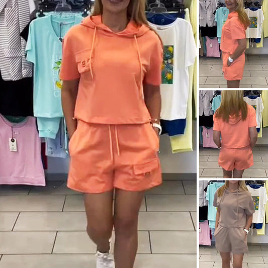 🌸Summer Hot Sale 57%OFF🌸Kvinders sommer kortærmet hættetrøje og underdel sæt
