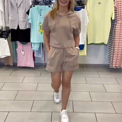 🌸Summer Hot Sale 57%OFF🌸Kvinders sommer kortærmet hættetrøje og underdel sæt