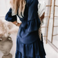 👗Sommerkjole med V-hals og flæsekant - letvægts denimlook