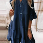 👗Sommerkjole med V-hals og flæsekant - letvægts denimlook