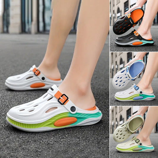 Color Blocking Thick Sole Breathable Clogs til mænd