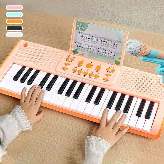 Klaverkeyboard med 37 tangenter og mikrofon til børn