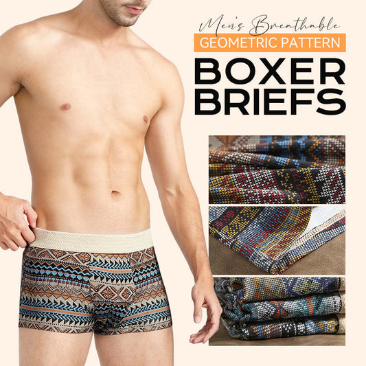 Åndbare boxershorts med geometrisk mønster til mænd (køb 1 få 2 gratis)