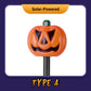 Halloween-græskar-havepæl med solcellelys