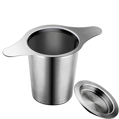 Tefilter i rustfrit stål med dobbelte håndtag og låg