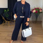 Elegant 3-delt sæt: lang cardigan, top og bukser