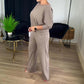 Elegant 3-delt sæt: lang cardigan, top og bukser