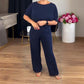 Elegant 3-delt sæt: lang cardigan, top og bukser