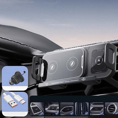 2-i-1 foldbar bilholder til telefon og trådløs oplader