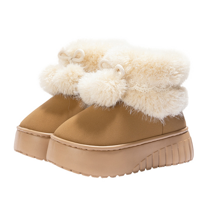 Varme, bløde slip-on-sko med pomponer til kvinder