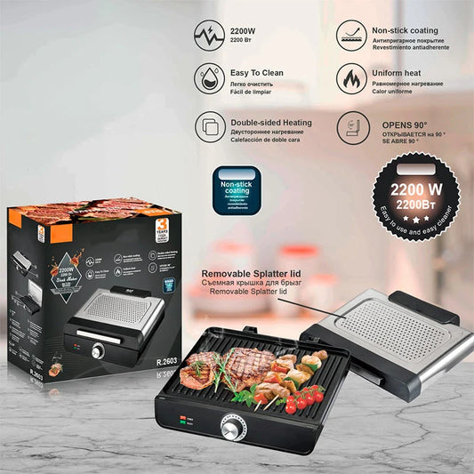 ⏳Begrænset tilbud⏰Røgfri indendørs grill 2200 W med nonstick-belægning🥩