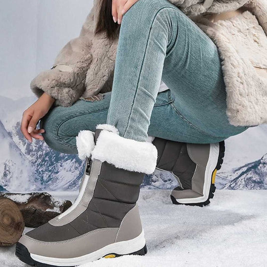 👢 50 % RABAT NU! ✨ Skridsikre, varme snestøvler med lynlås til kvinder – termisk isolerede og vandafvisende vinterstøvler til koldt vejr 🌨️🔗