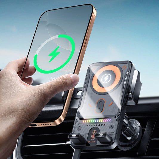 Smart 2-i-1 automatisk roterende bilholder til telefon og trådløs oplader