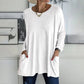 Løstsiddende langærmet t-shirt med rund hals til kvinde